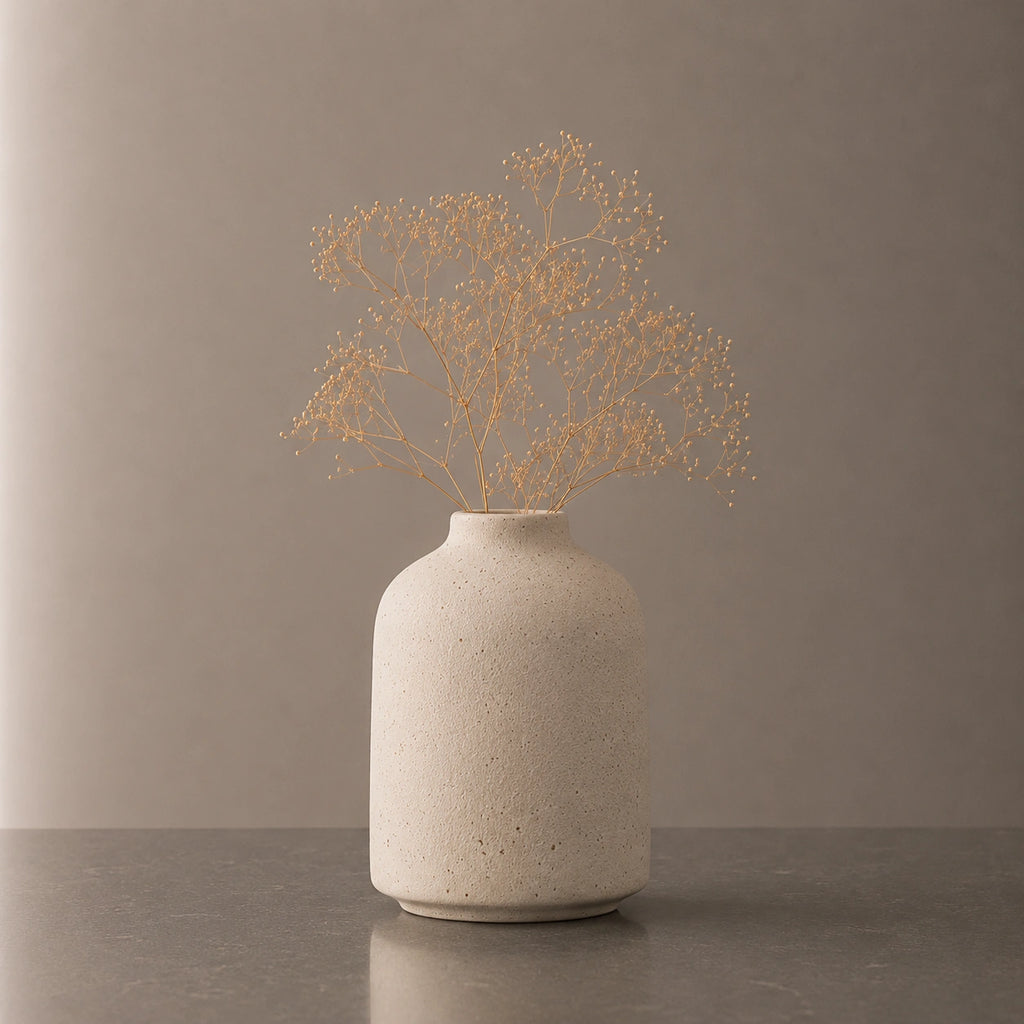 Petit vase en céramique beige - Rond, Alio