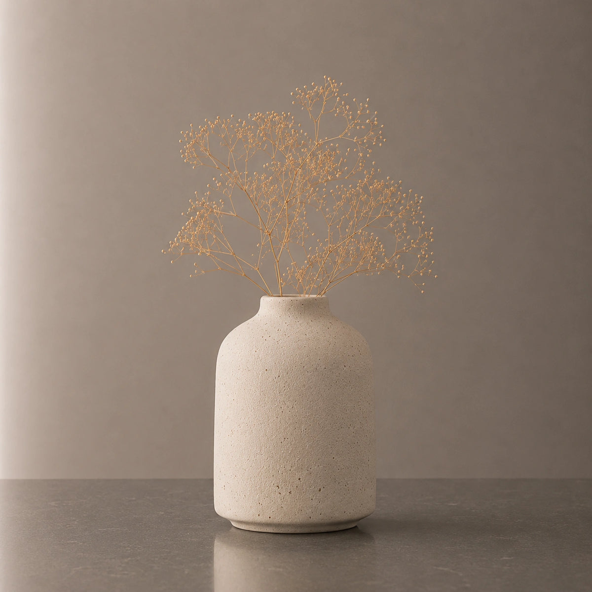 Petit vase en céramique beige - Rond, Alio