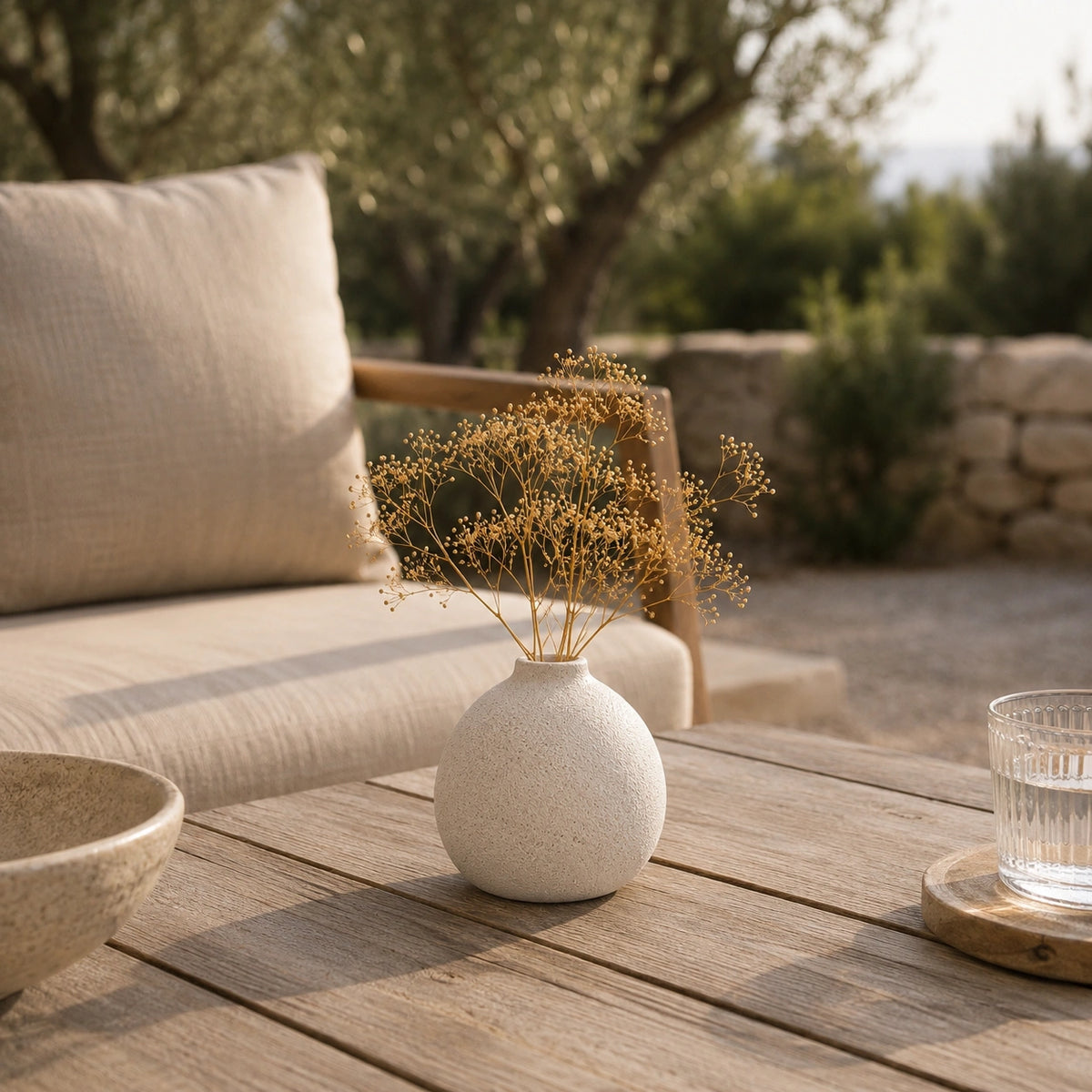 Petit vase en céramique beige - Rond, Alio