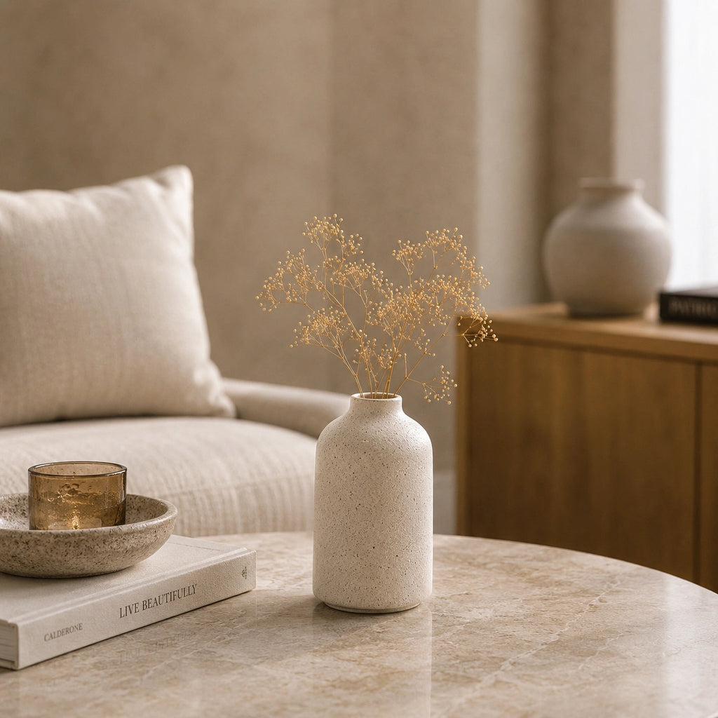 Petit vase en céramique beige - Rond, Alio