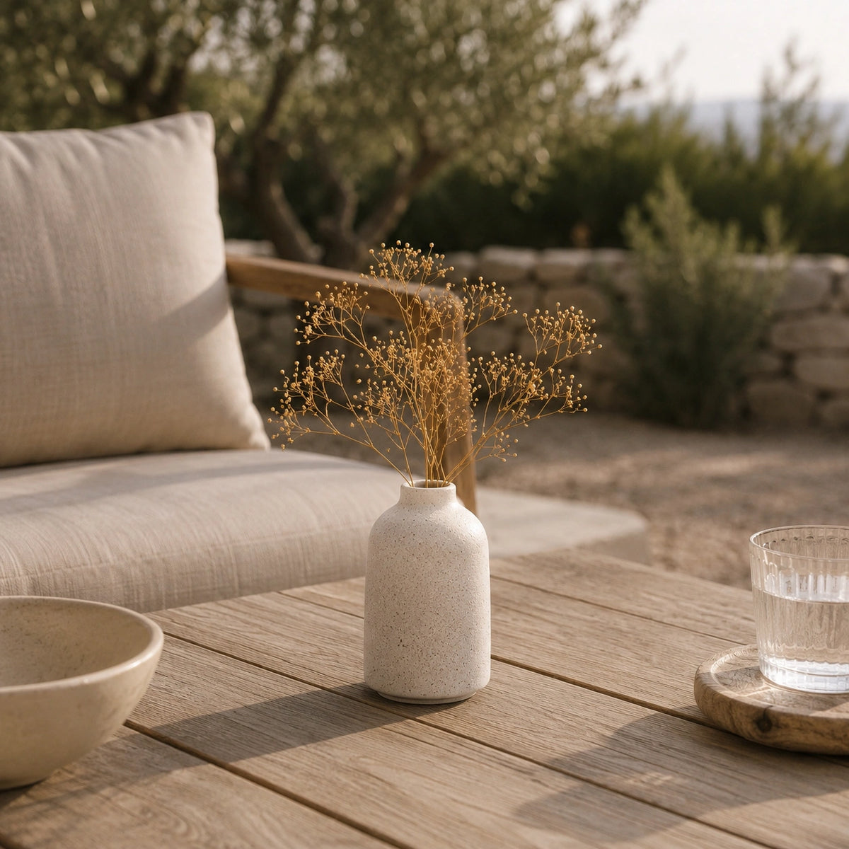 Petit vase en céramique beige - Rond, Alio