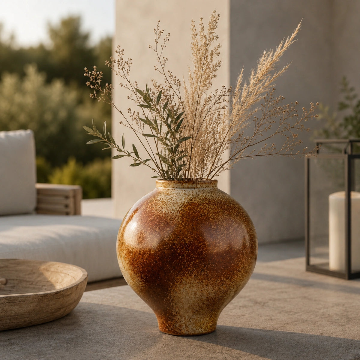 Grand vase en céramique chinois - Marron , Calys