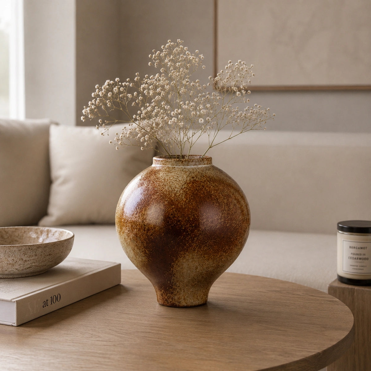 Grand vase en céramique chinois - Marron , Calys