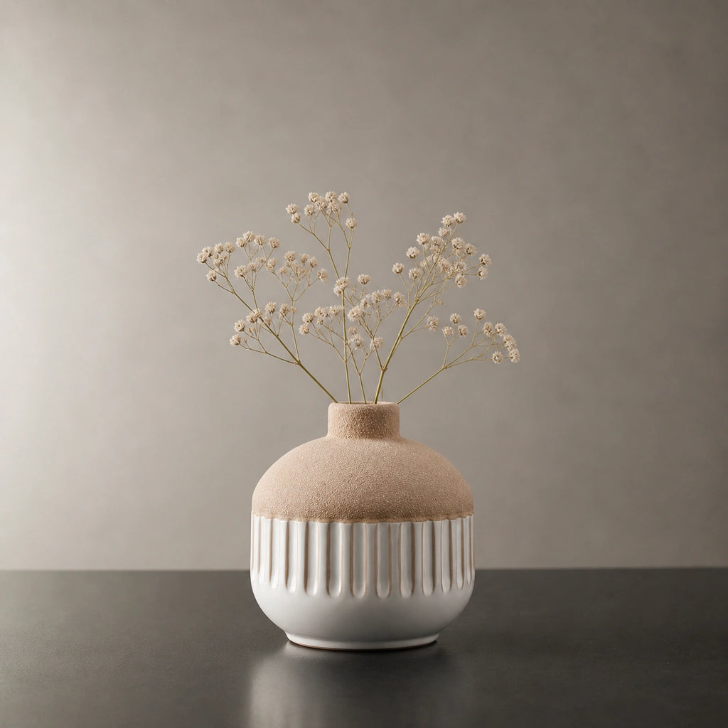 Mini Vase En Céramique blanc & beige - Mya