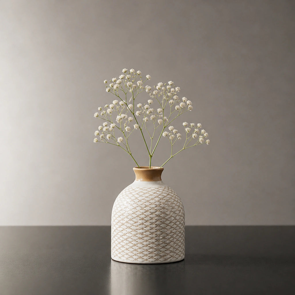 Mini Vase En Céramique blanc & beige - Mya