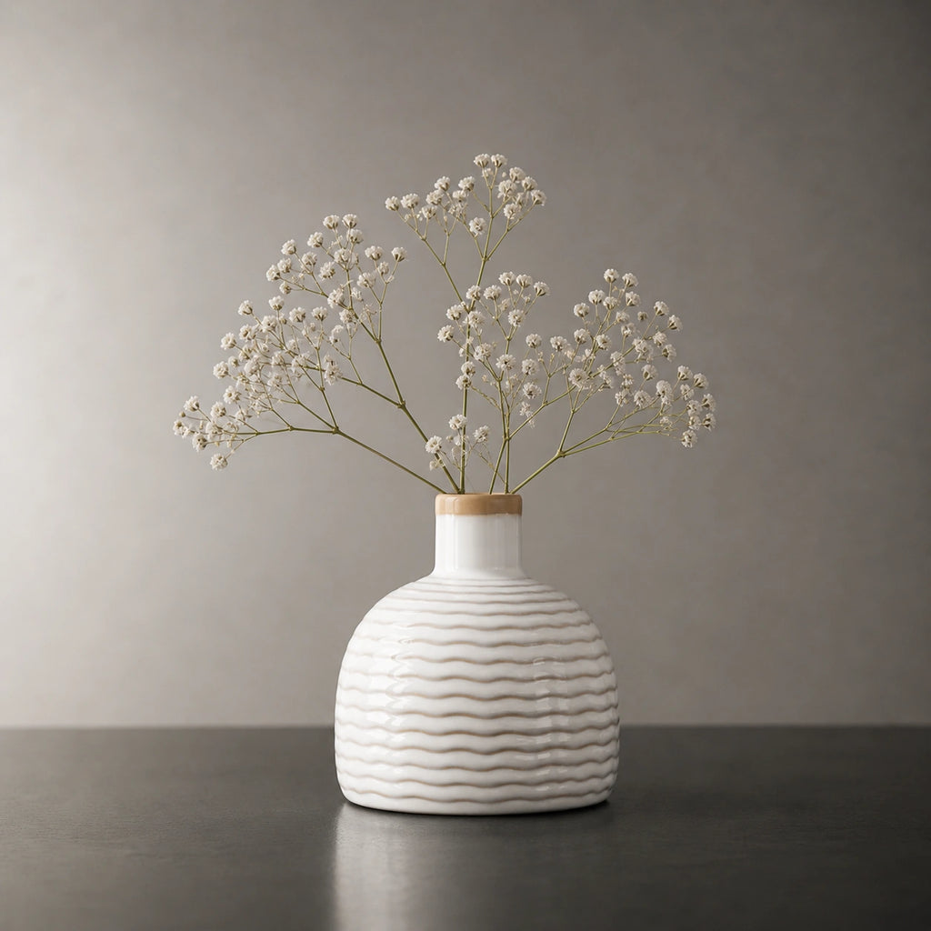 Mini Vase En Céramique blanc & beige - Mya