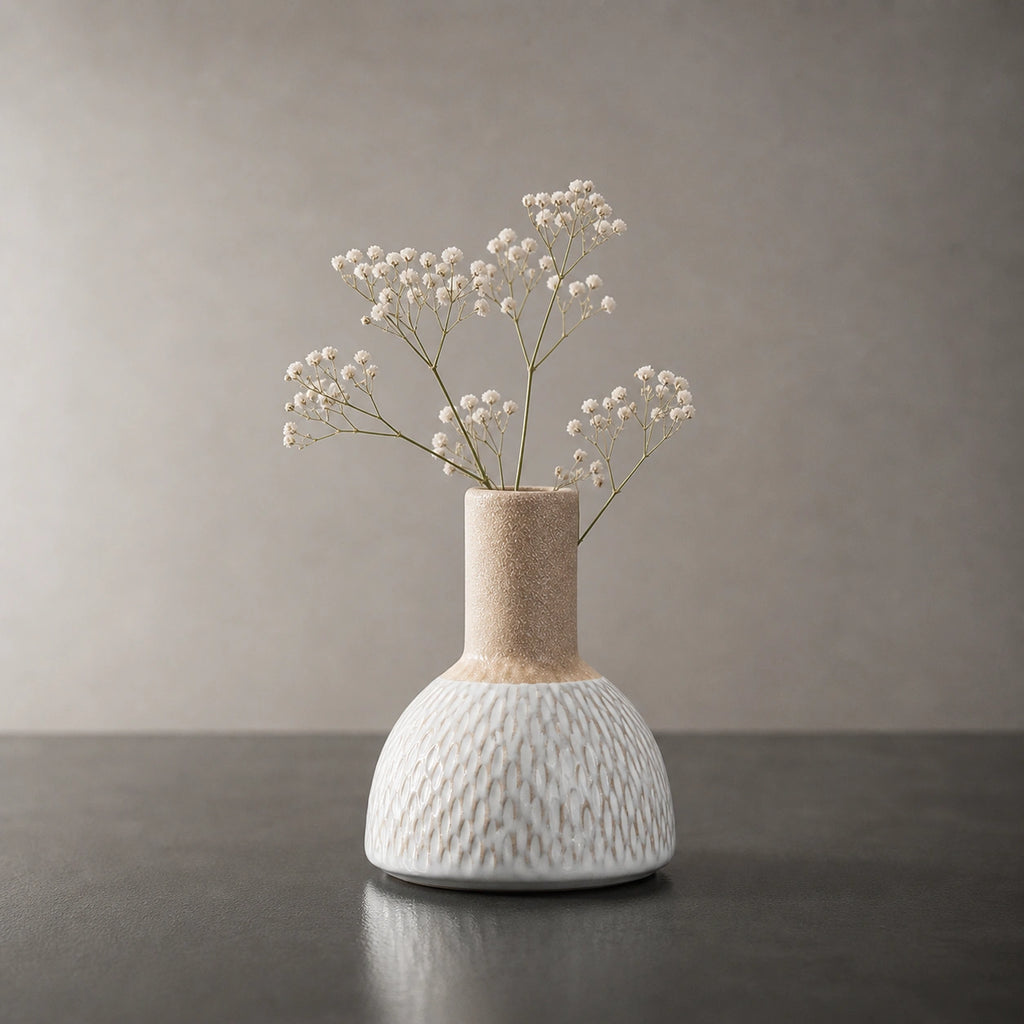 Mini Vase En Céramique blanc & beige - Mya