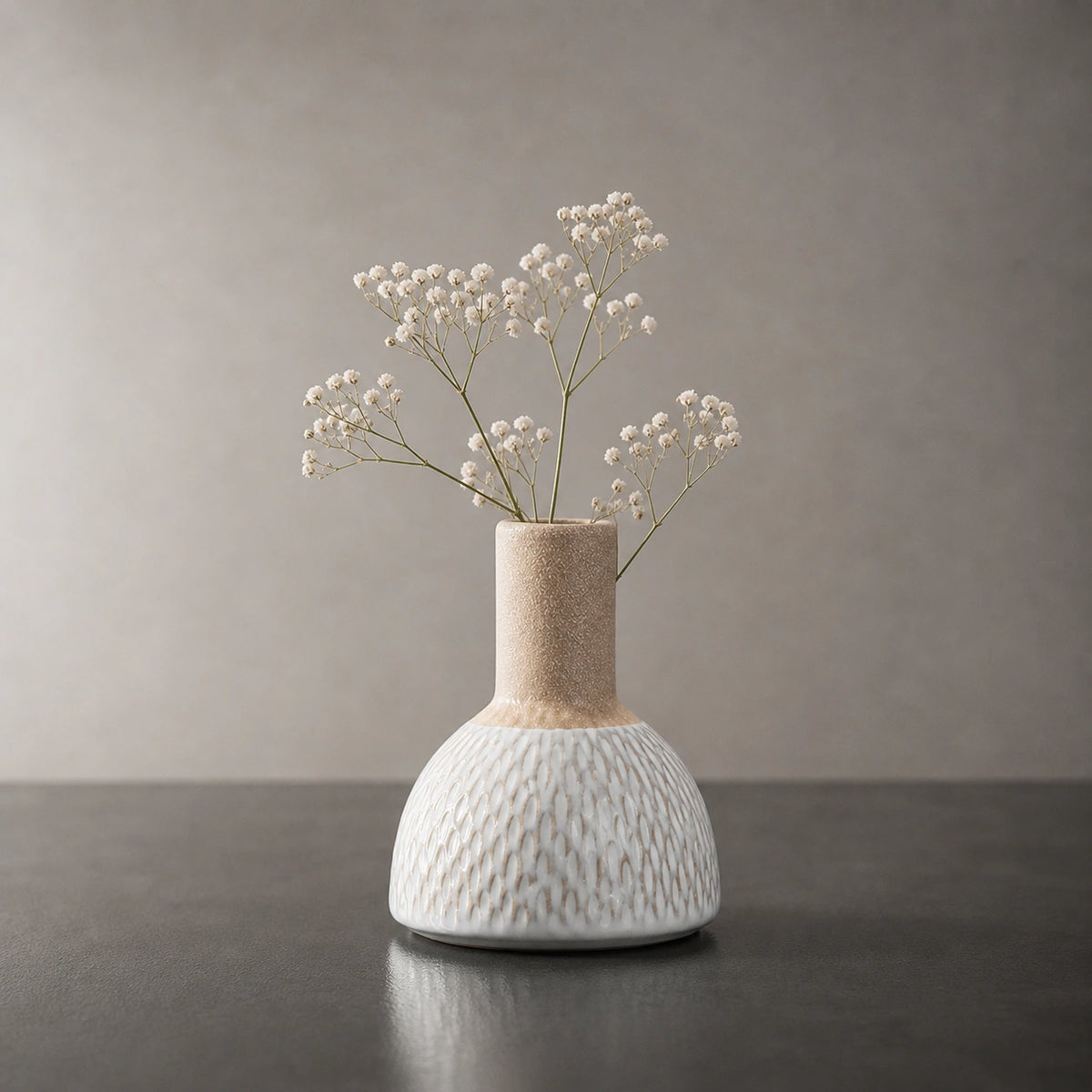 Mini Vase En Céramique blanc & beige - Mya