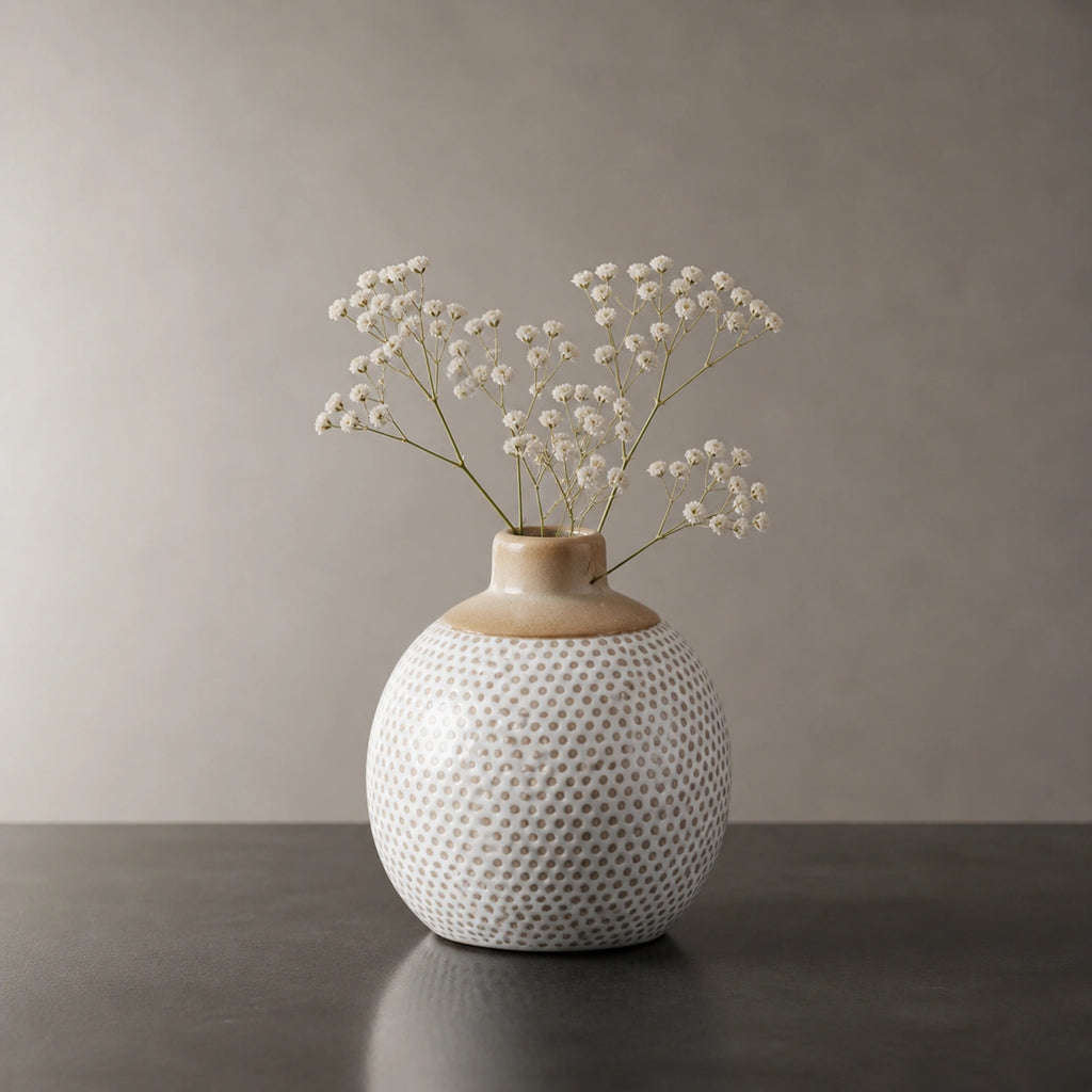 Mini Vase En Céramique blanc & beige - Mya