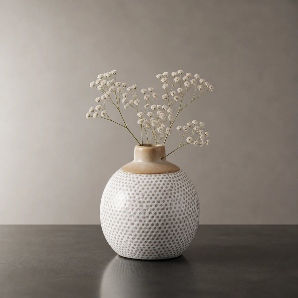 Mini Vase En Céramique blanc & beige - Mya