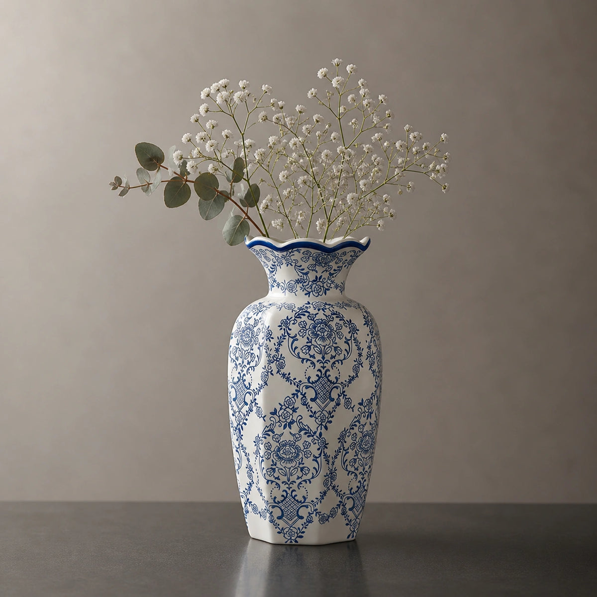 vase en Porcelaine - Style chinois bleu et blanc, Impérial