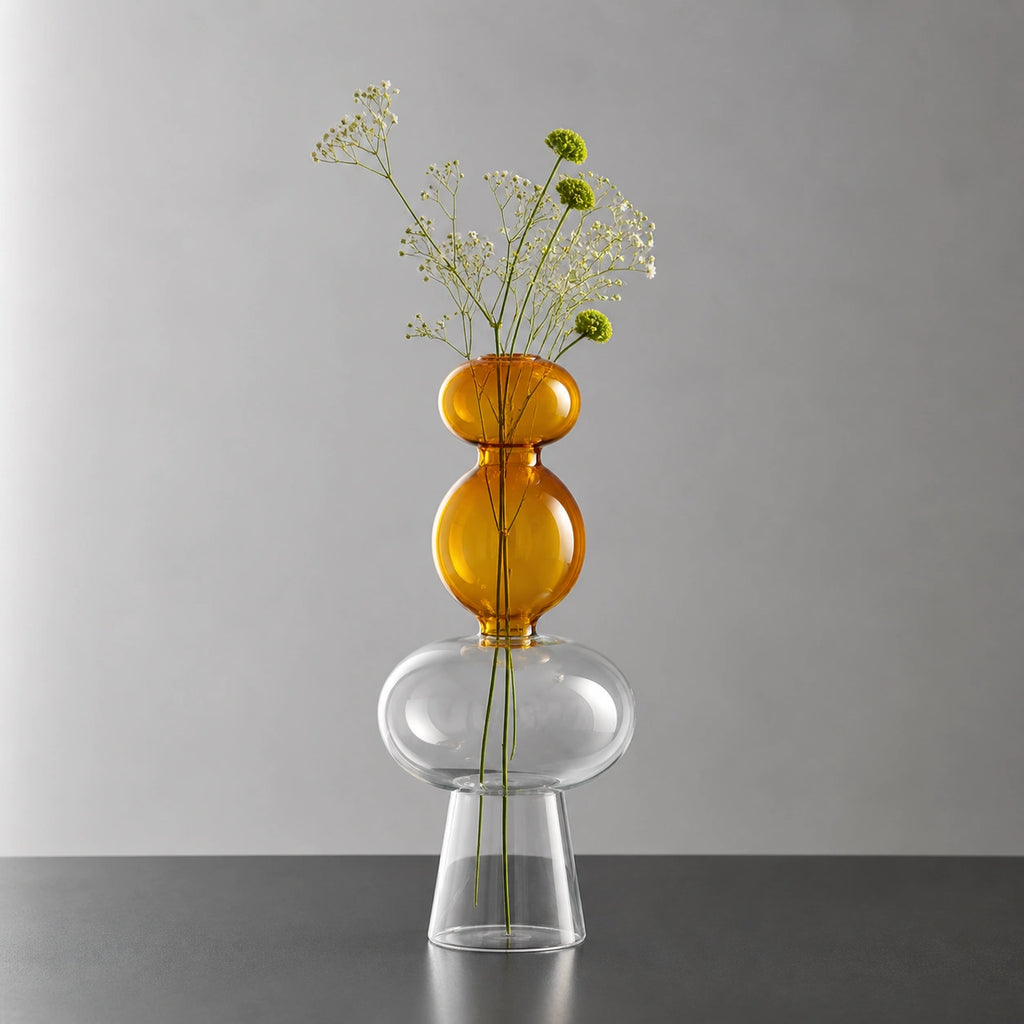 Vase en verre transparent - vert et orange, Vero