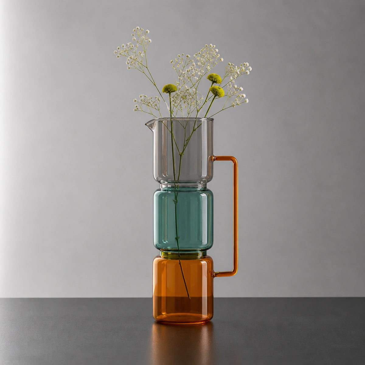 Vase en verre transparent - vert et orange, Vero