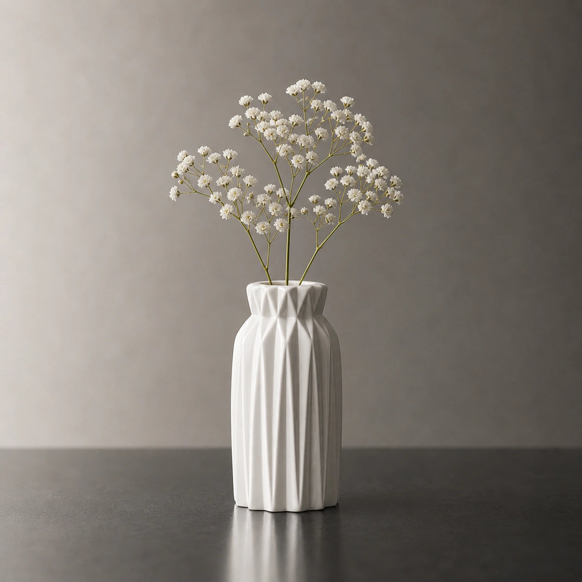 Mini vase en céramique structuré - Blanc, Gaïa