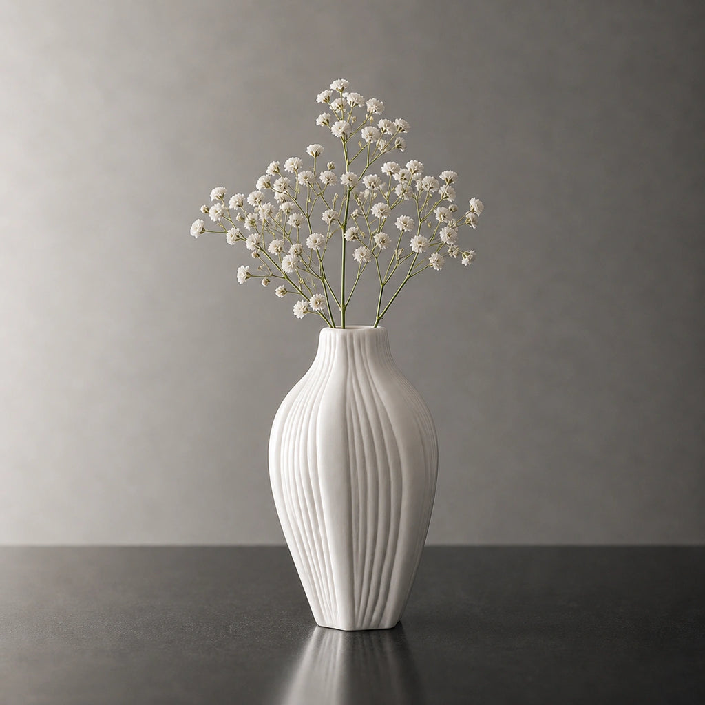 Mini vase en céramique structuré - Blanc, Gaïa