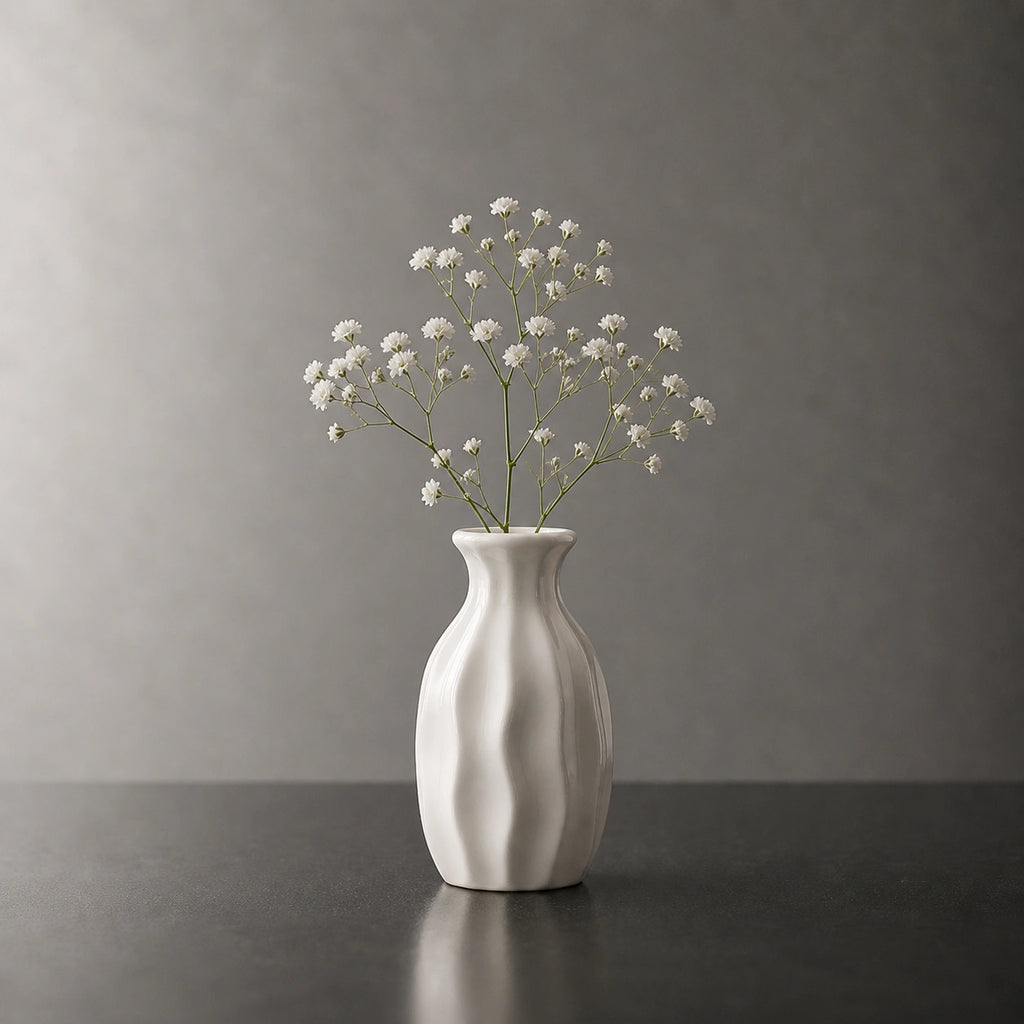 Mini vase en céramique structuré - Blanc, Gaïa