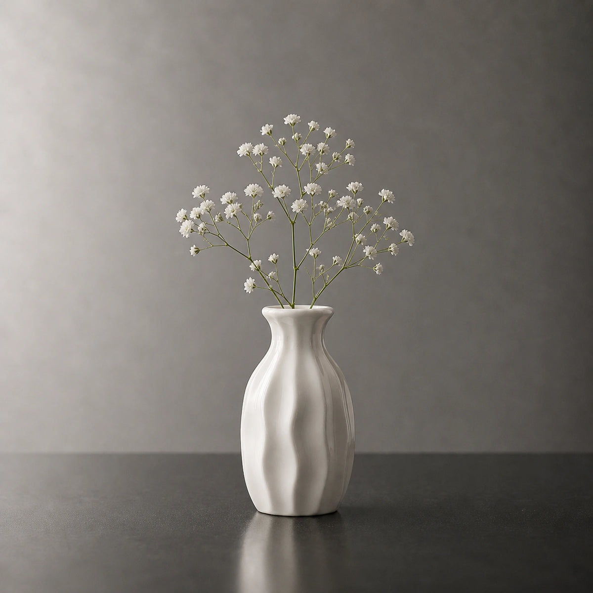 Mini vase en céramique structuré - Blanc, Gaïa
