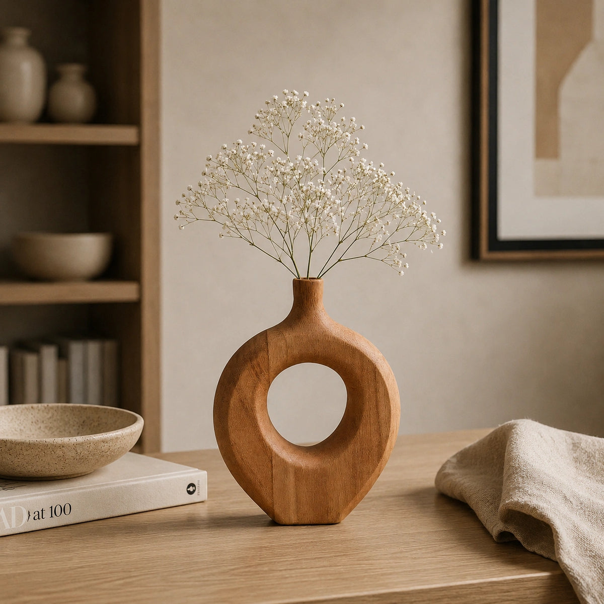 Vase en bois massif - design, Orbit