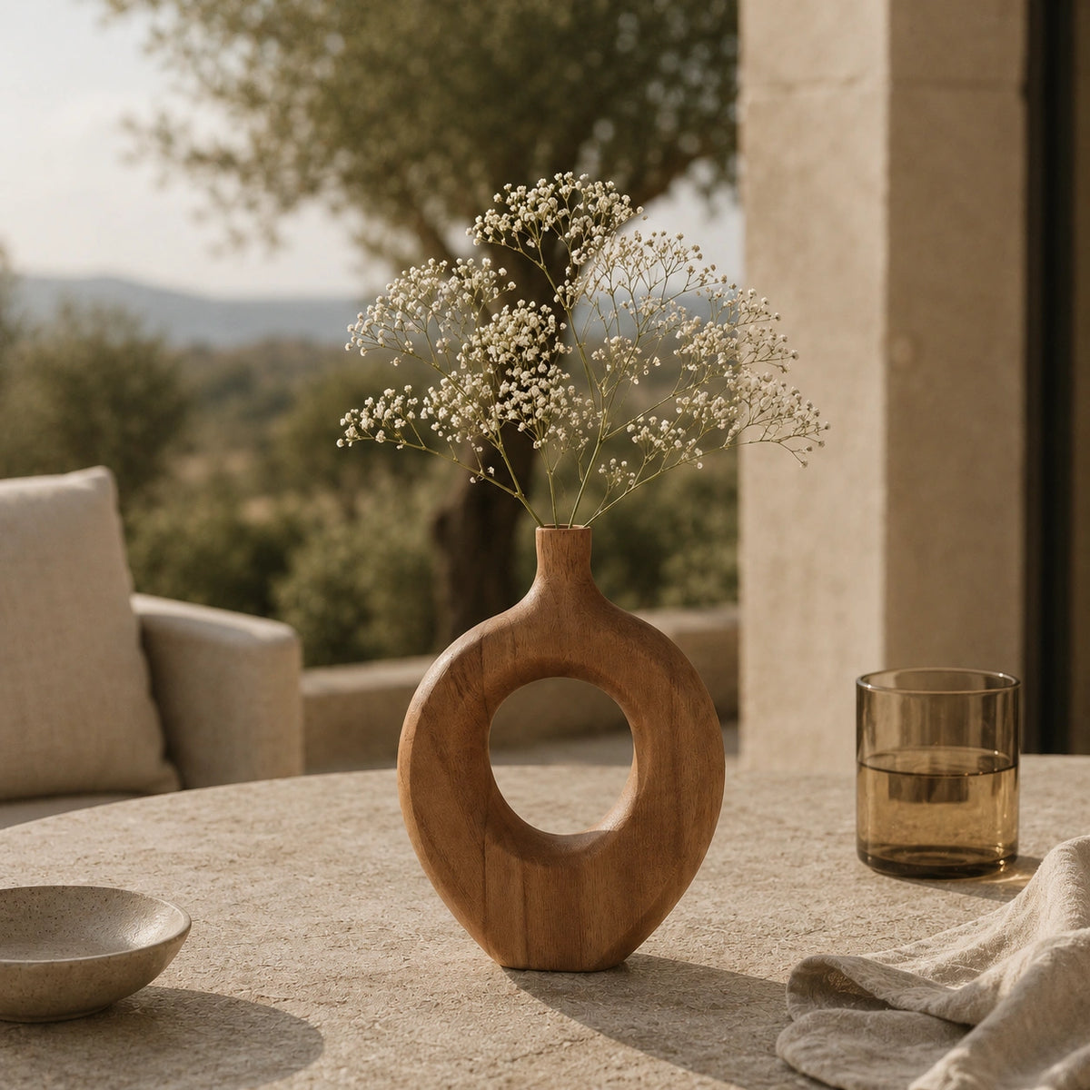 Vase en bois massif - design, Orbit