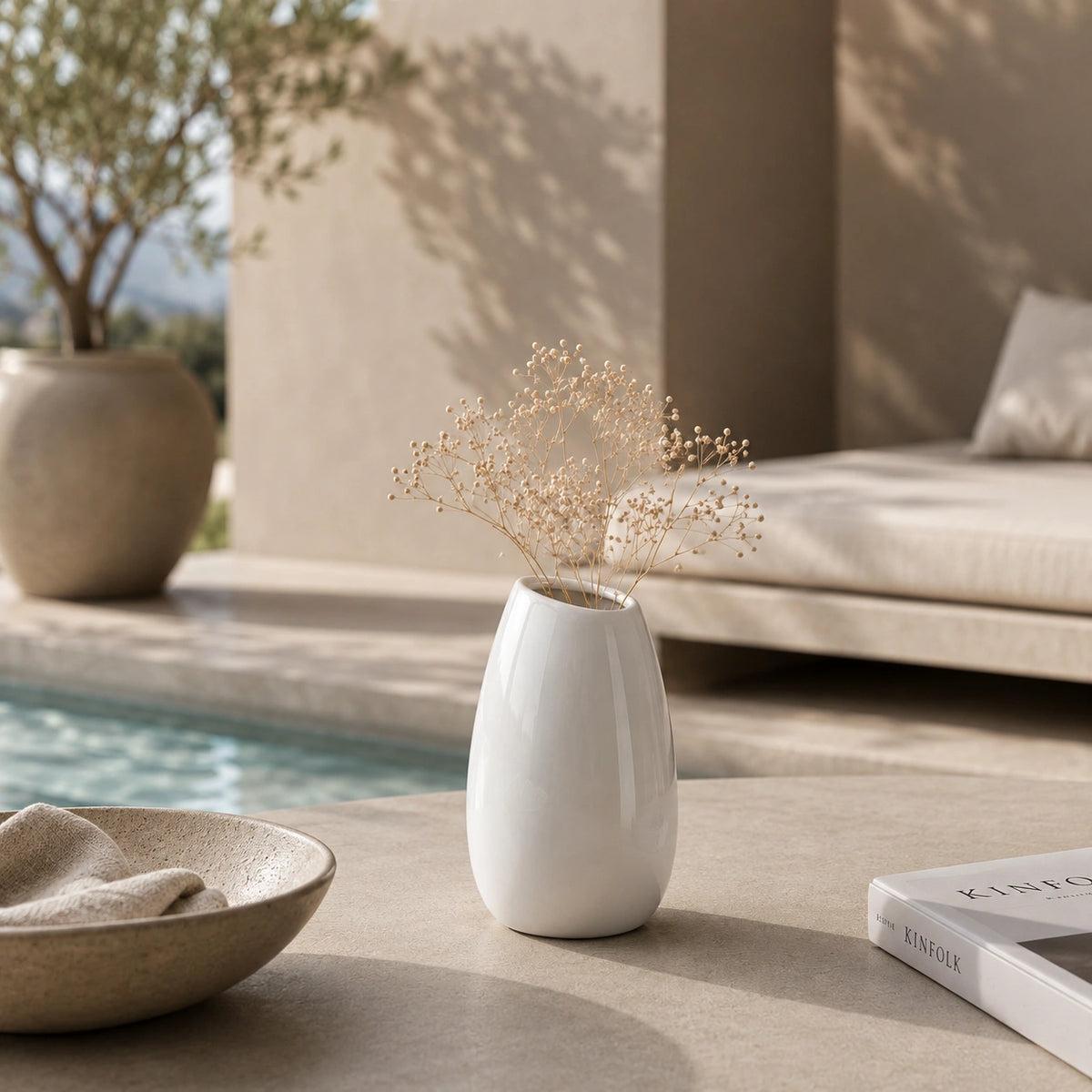 Vase en porcelaine - Classique lisse blanc, Noam