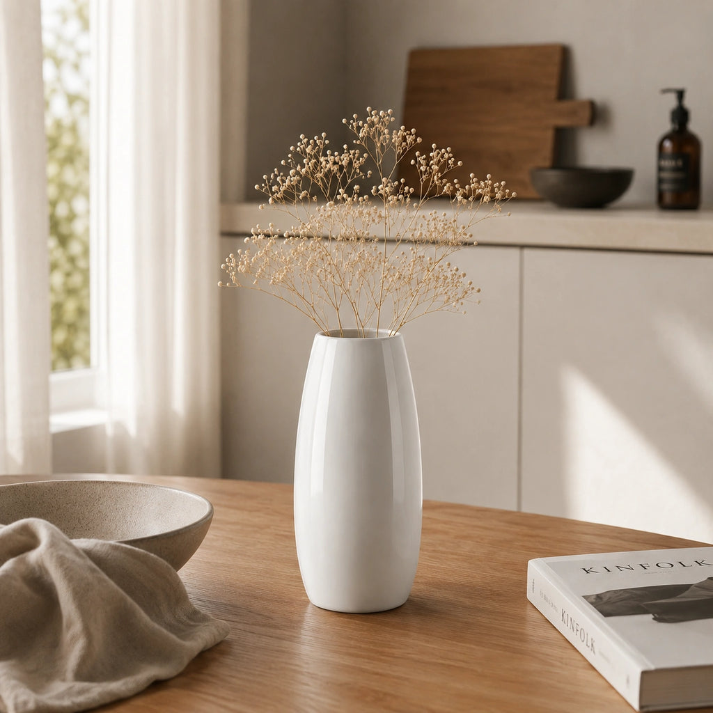 Vase en porcelaine - Classique lisse blanc, Noam