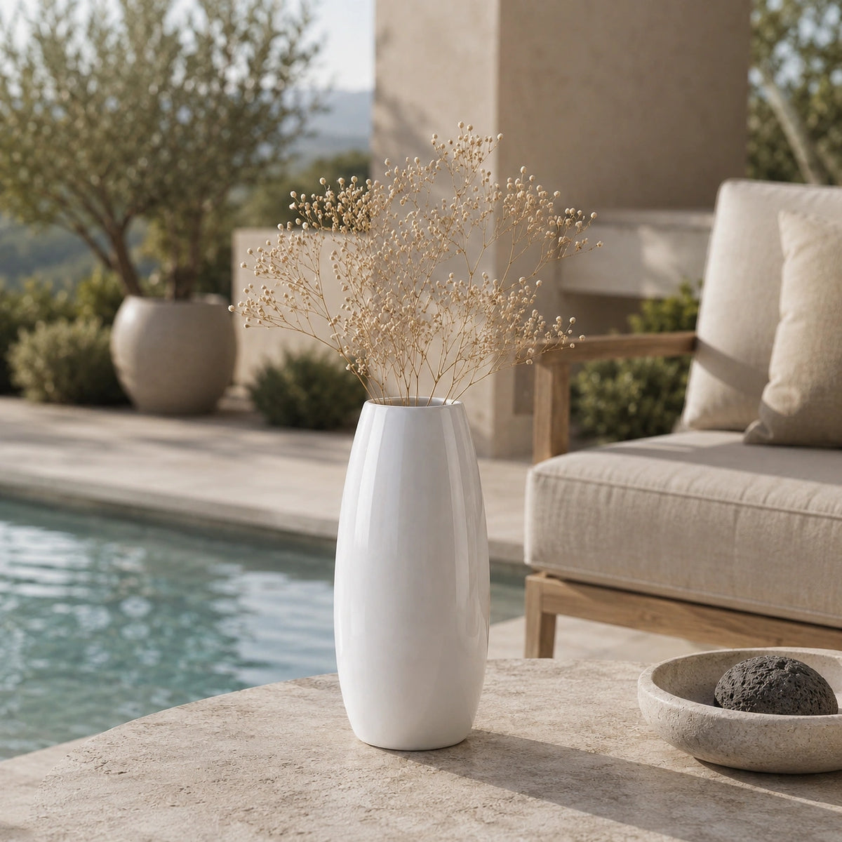 Vase en porcelaine - Classique lisse blanc, Noam