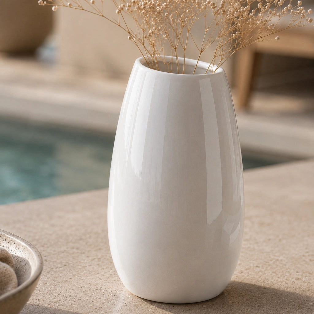 Vase en porcelaine - Classique lisse blanc, Noam